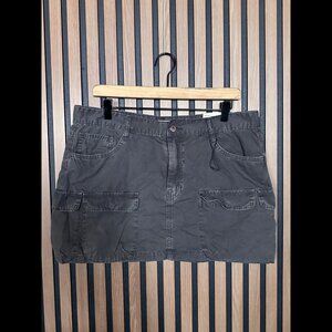 New Zara Skirt XL Womens Gray Mid Rise Mini Cargo 100% Cotton